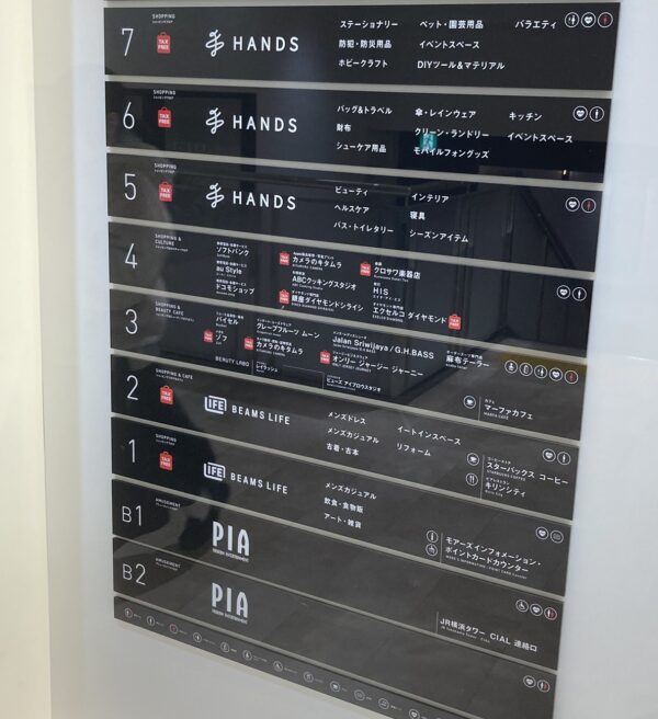 横浜モアーズの5～7階が東急ハンズだが、テンシャルの取り扱いがあるのは5階